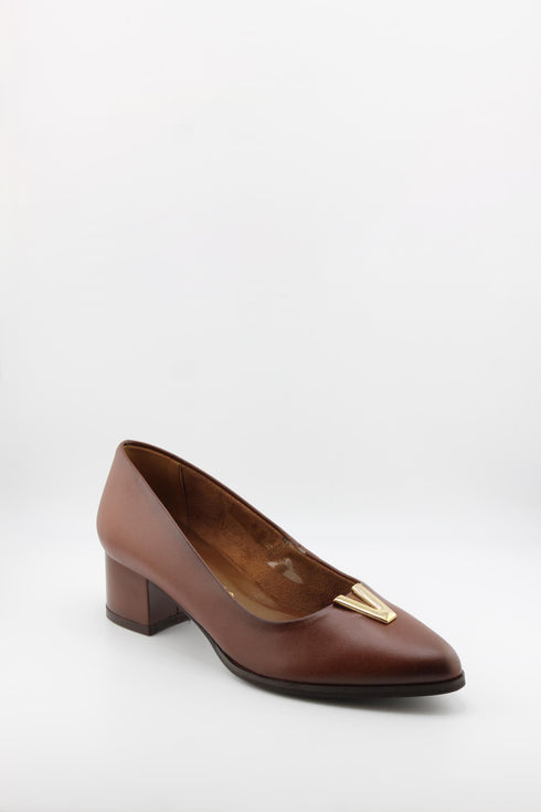 Ragazza Leather Block Heel Loafers with Embellishment